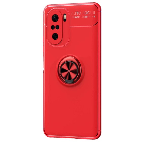 Microsonic Xiaomi Redmi K40 Pro+ Kılıf Kickstand Ring Holder Kırmızı