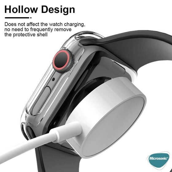 Microsonic Apple Watch Series 10 42mm Kılıf Diamond Taşlı Clear WatchBand Şeffaf