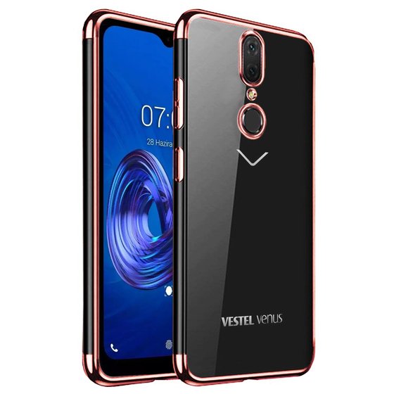 Microsonic Vestel Venüs V7 Kılıf Skyfall Transparent Clear Rose Gold