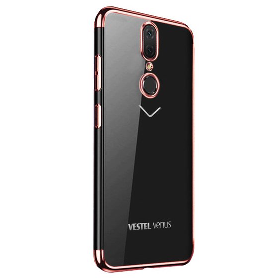 Microsonic Vestel Venüs V7 Kılıf Skyfall Transparent Clear Rose Gold