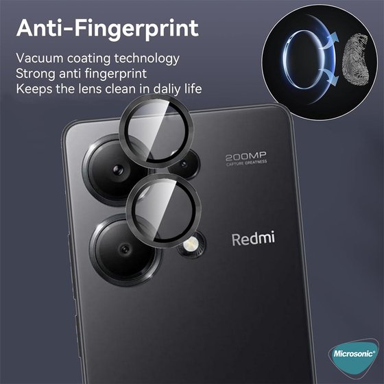 Microsonic Xiaomi Redmi Note 13 Pro 5G Tekli Kamera Lens Koruma Camı Siyah
