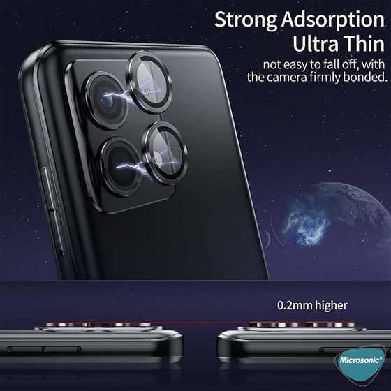 Microsonic Xiaomi Redmi Note 13 Pro 5G Tekli Kamera Lens Koruma Camı Siyah