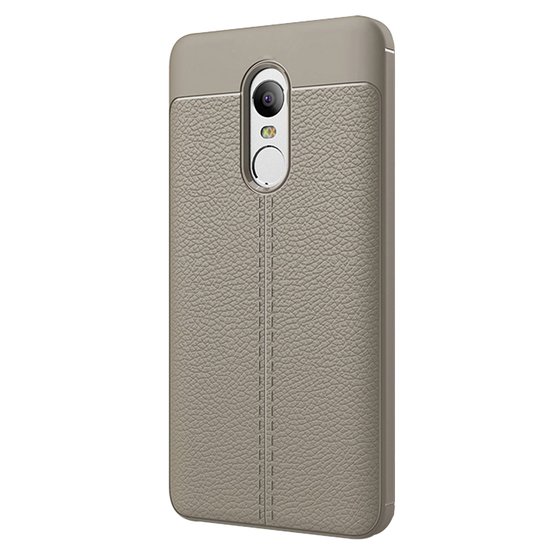 Microsonic Xiaomi Redmi Note 4 Kılıf Deri Dokulu Silikon Gri