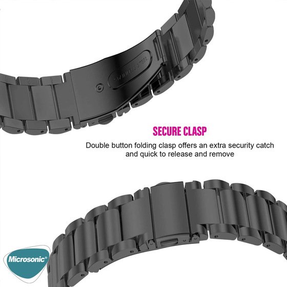 Microsonic Amazfit Active Metal Stainless Steel Kordon Gümüş