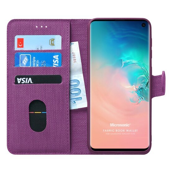 Microsonic Samsung Galaxy S10 Kılıf Fabric Book Wallet Mor