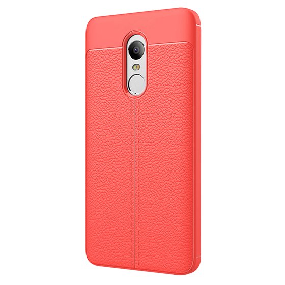 Microsonic Xiaomi Redmi Note 4 Kılıf Deri Dokulu Silikon Kırmızı