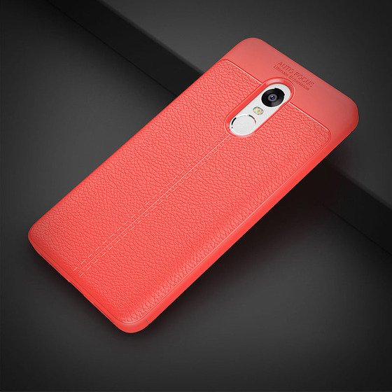 Microsonic Xiaomi Redmi Note 4 Kılıf Deri Dokulu Silikon Kırmızı