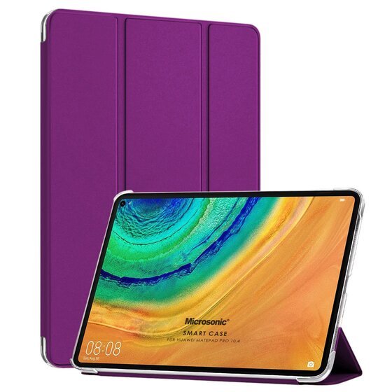 Microsonic Huawei MatePad 10.4'' Kılıf Slim Translucent Back Smart Cover Mor