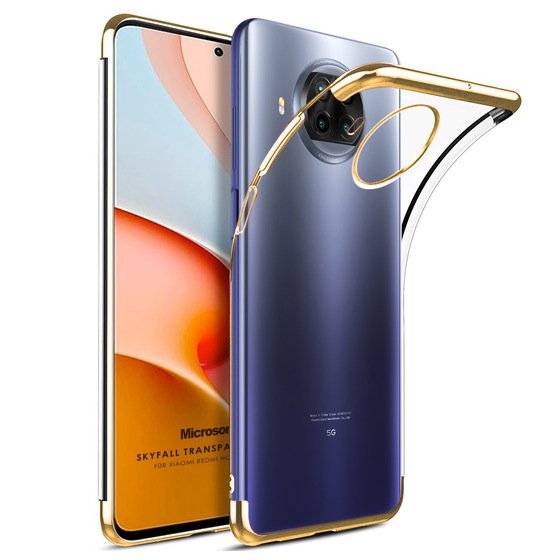 Microsonic Xiaomi Redmi Note 9 Pro 5G Kılıf Skyfall Transparent Clear Gold