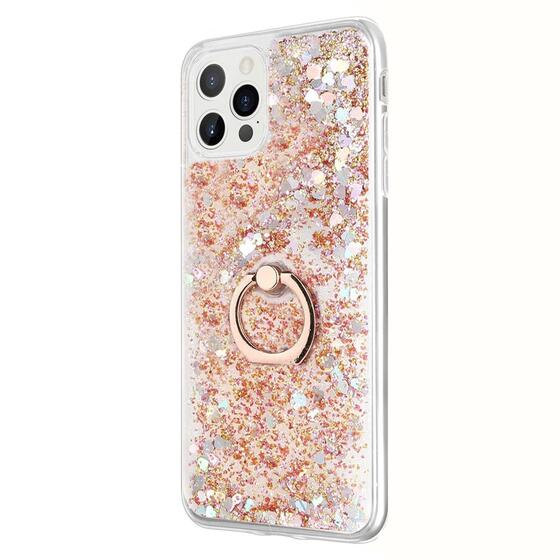 Microsonic Apple iPhone 15 Pro Max Kılıf Glitter Liquid Holder Gold