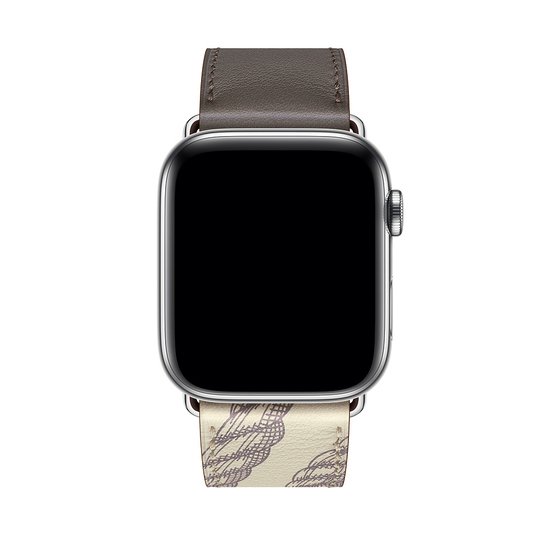 Microsonic Apple Watch Series 4 44mm Swift Leather Simple Tour Strap Kahverengi