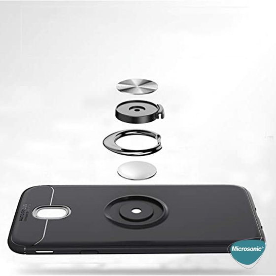 Microsonic Samsung Galaxy J7 Pro Kılıf Kickstand Ring Holder Lacivert