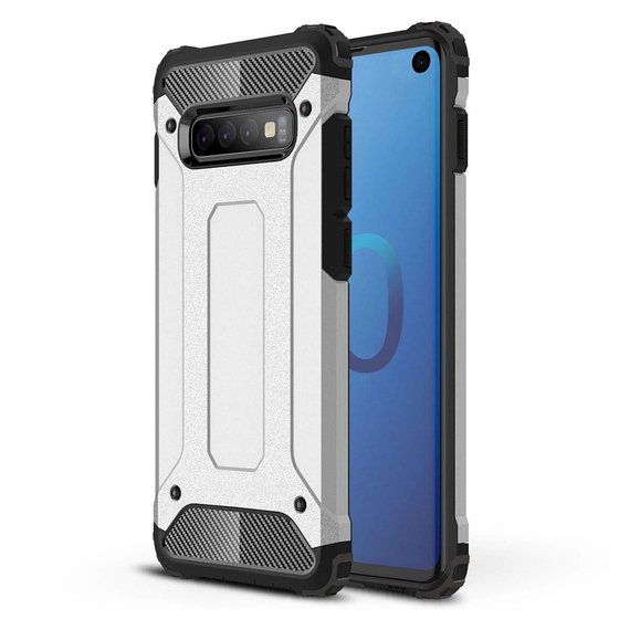 Microsonic Samsung Galaxy S10 Kılıf Rugged Armor Gümüş