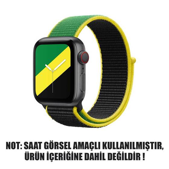 Microsonic Apple Watch Series 6 44mm Hasırlı Kordon Woven Jamaika International Collection Spor Loop