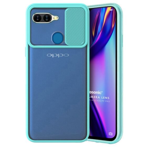 Microsonic Oppo F9 / F9 Pro Kılıf Slide Camera Lens Protection Turkuaz