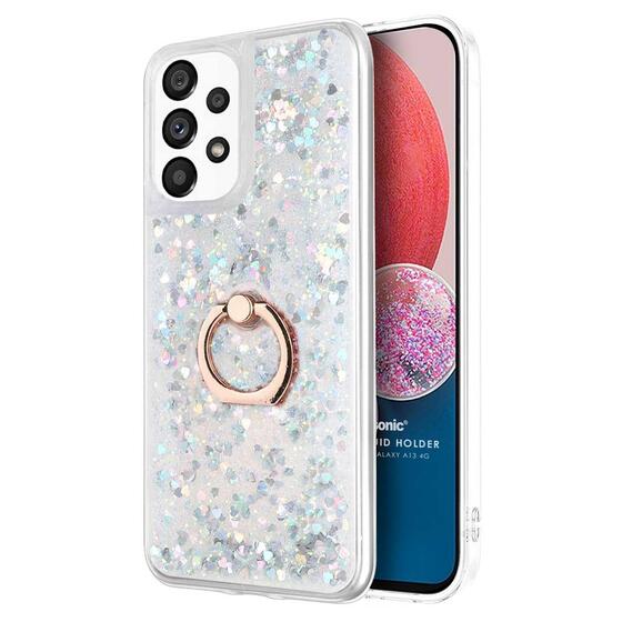 Microsonic Samsung Galaxy A13 4G Kılıf Glitter Liquid Holder Gümüş