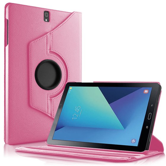 Microsonic Samsung Galaxy Tab S3 9.7'' T820/T825 Kılıf 360 Dönerli Stand Deri Pembe