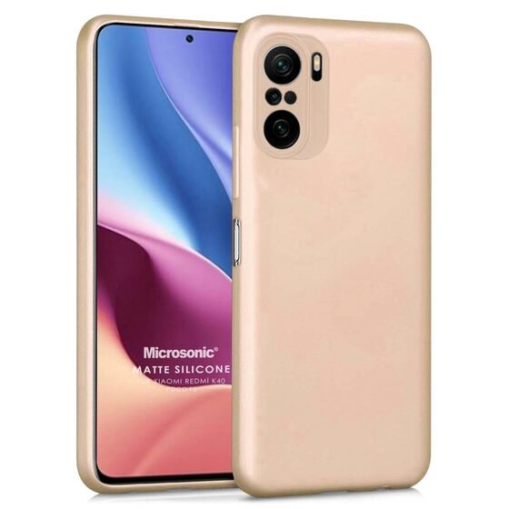 Microsonic Matte Silicone Xiaomi Redmi K40 Pro Kılıf Gold