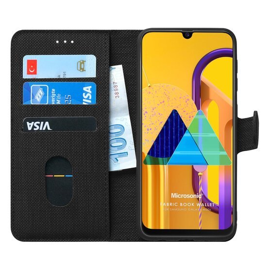 Microsonic Samsung Galaxy M30s Kılıf Fabric Book Wallet Siyah