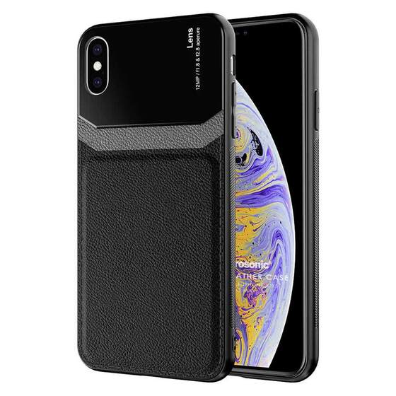 Microsonic Apple iPhone XS Max Kılıf Uniq Leather Siyah