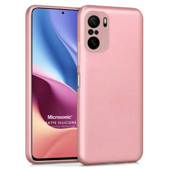 Microsonic Matte Silicone Xiaomi Redmi K40 Pro+ Kılıf Rose Gold