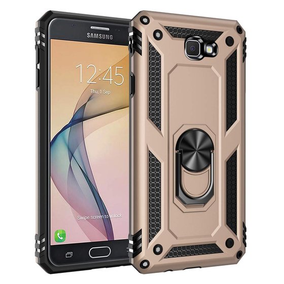 Microsonic Samsung Galaxy J7 Prime 2 Kılıf Military Ring Holder Gold