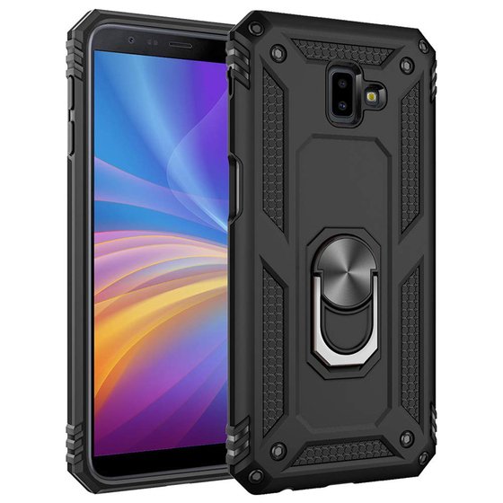 Microsonic Samsung Galaxy J6 Plus Kılıf Military Ring Holder Siyah