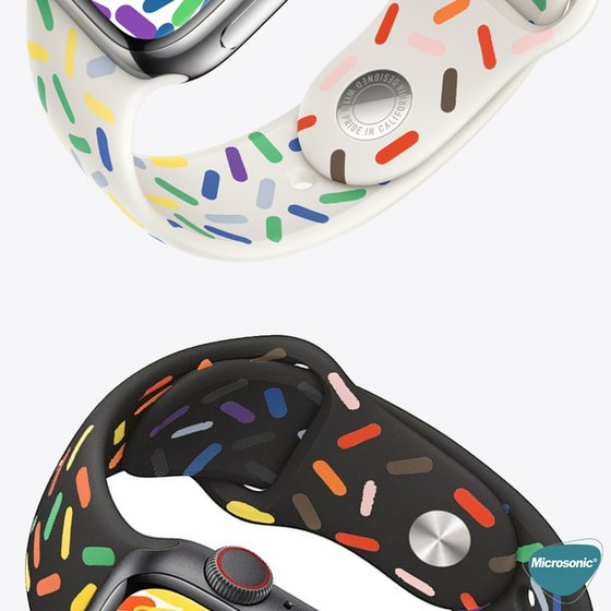 Microsonic Apple Watch Ultra 2 Silikon Kordon V2 Pride Edition Beyaz