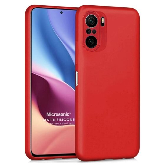 Microsonic Matte Silicone Xiaomi Redmi K40 Pro+ Kılıf Kırmızı