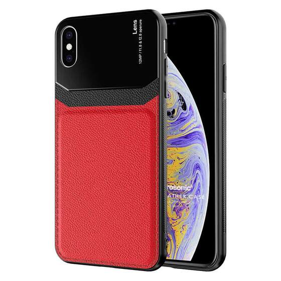 Microsonic Apple iPhone XS Kılıf Uniq Leather Kırmızı