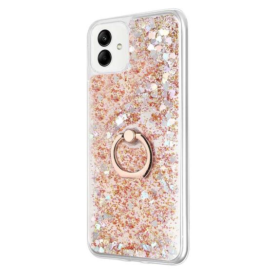 Microsonic Samsung Galaxy A04 Kılıf Glitter Liquid Holder Gold