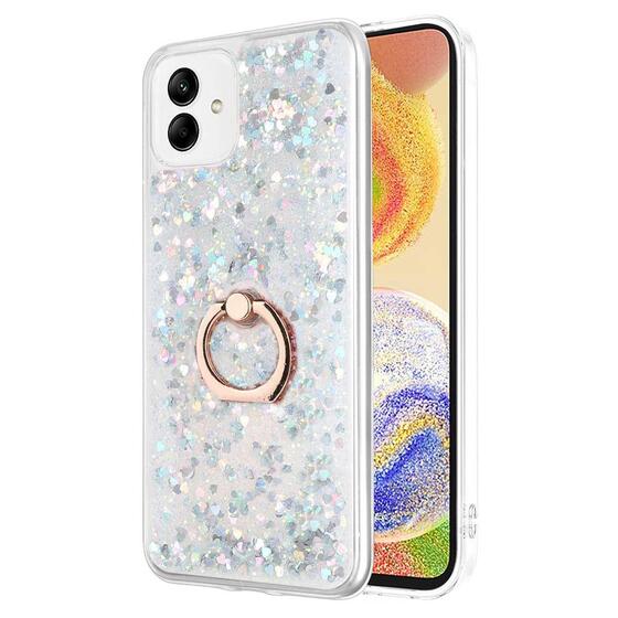 Microsonic Samsung Galaxy A04 Kılıf Glitter Liquid Holder Gümüş