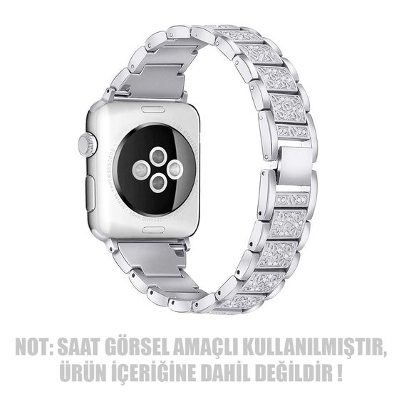 Microsonic Apple Watch Series 4 44mm Metal Dressy Jewelry Kordon Gümüş