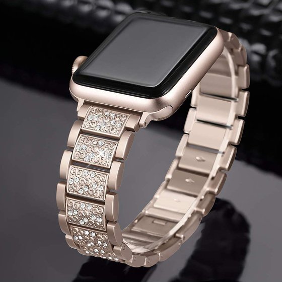 Microsonic Apple Watch Series 4 44mm Metal Dressy Jewelry Kordon Gold