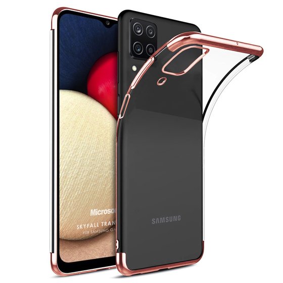 Microsonic Samsung Galaxy A12 Kılıf Skyfall Transparent Clear Rose Gold