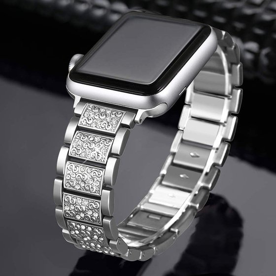 Microsonic Apple Watch Series 3 42mm Metal Dressy Jewelry Kordon Gümüş