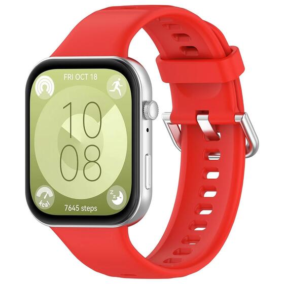 Microsonic Huawei Watch Fit 4 Kordon, Silicone Sport Band Kırmızı