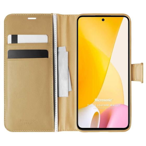 Microsonic Xiaomi Mi 12 Lite Kılıf Delux Leather Wallet Gold