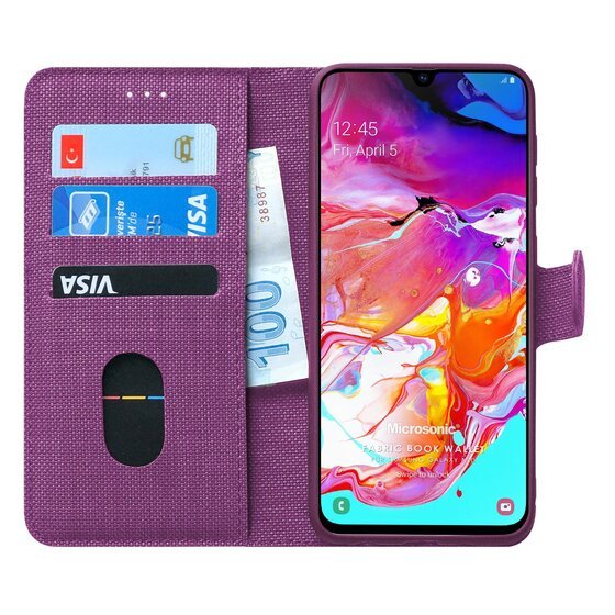 Microsonic Samsung Galaxy A70 Kılıf Fabric Book Wallet Mor