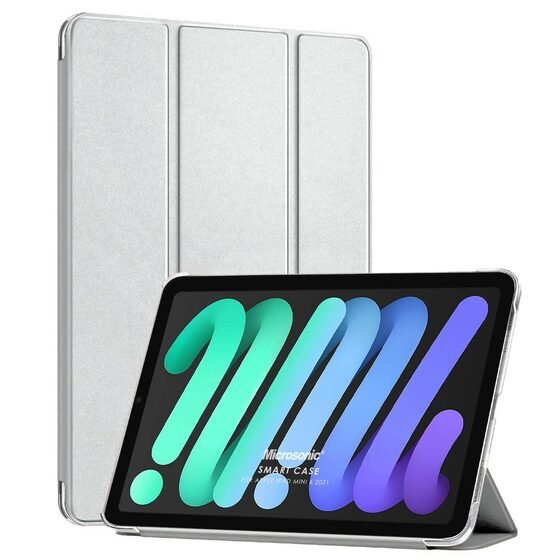 Microsonic Apple iPad Mini 6 2021 (A2567-A2568-A2569) Smart Case ve arka Kılıf Gümüş