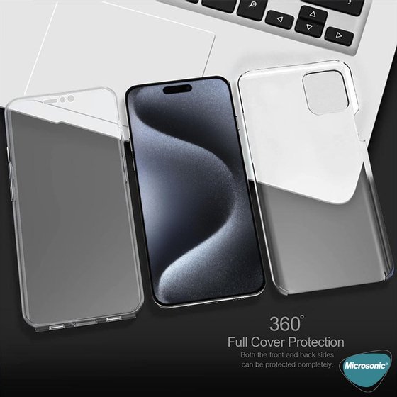 Microsonic Apple iPhone 14 Pro Max Kılıf 6 Tarafı Tam Full Koruma 360 Clear Soft Şeffaf