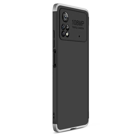 Microsonic Xiaomi Poco X4 Pro 5G Kılıf Double Dip 360 Protective Siyah Gri