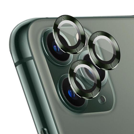 Microsonic Apple iPhone 11 Pro Max Tekli Kamera Lens Koruma Camı Koyu Yeşil