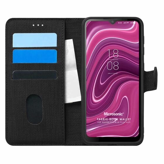 Microsonic Reeder P13 Blue Plus 2022 Kılıf Fabric Book Wallet Siyah