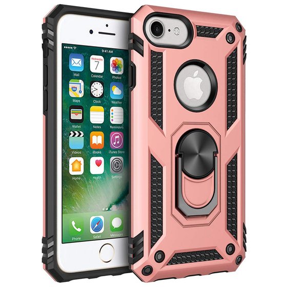 Microsonic Apple iPhone 6S Plus Kılıf Military Ring Holder Rose Gold