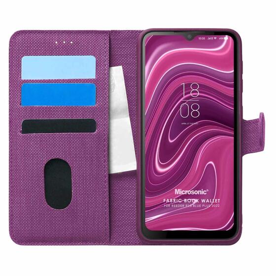 Microsonic Reeder P13 Blue Plus 2022 Kılıf Fabric Book Wallet Mor