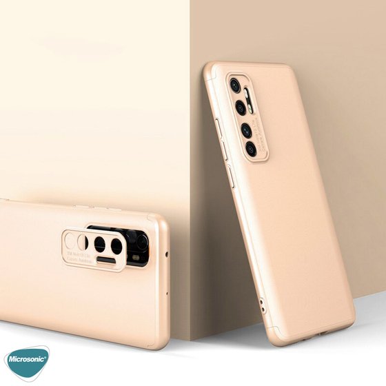 Microsonic Xiaomi Mi Note 10 Lite Kılıf Double Dip 360 Protective Gold