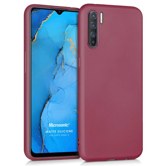 Microsonic Matte Silicone Oppo Reno 3 Kılıf Mor