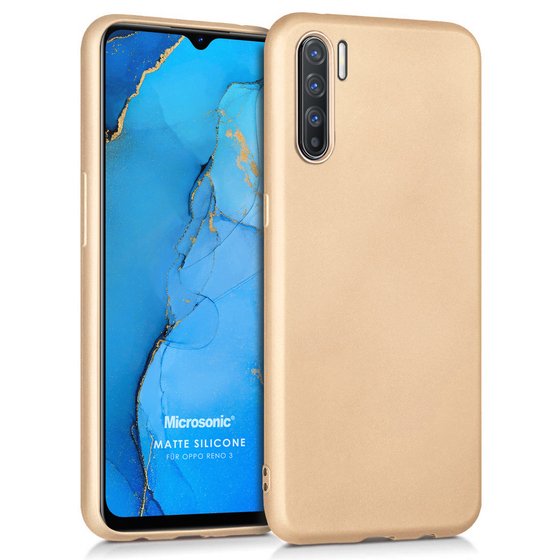 Microsonic Matte Silicone Oppo Reno 3 Kılıf Gold