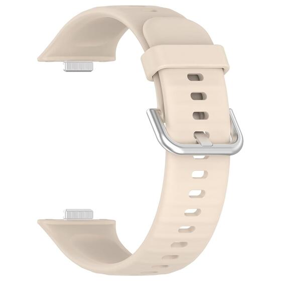 Microsonic Huawei Watch Fit 4 Kordon, Silicone Sport Band Bej